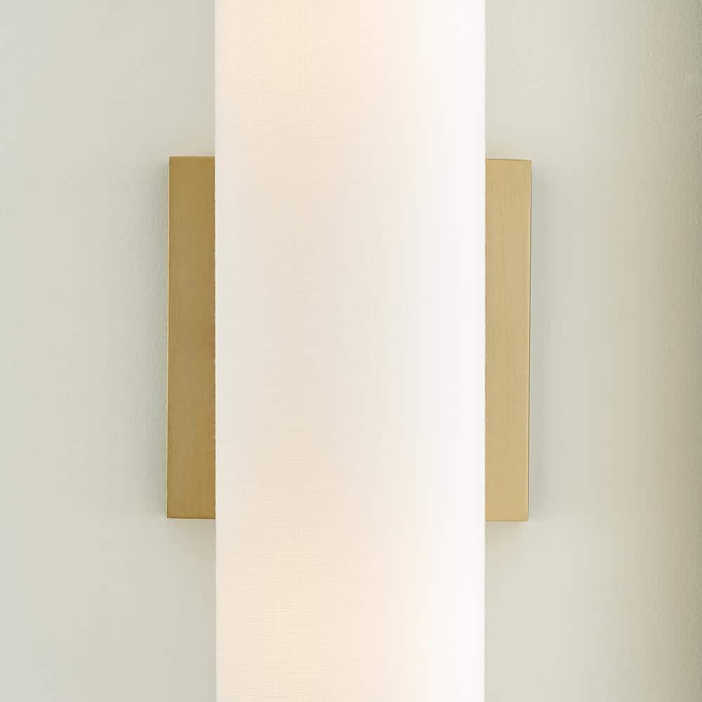 White Frosted Glass Brass Tube-Shaped Wall Sconce