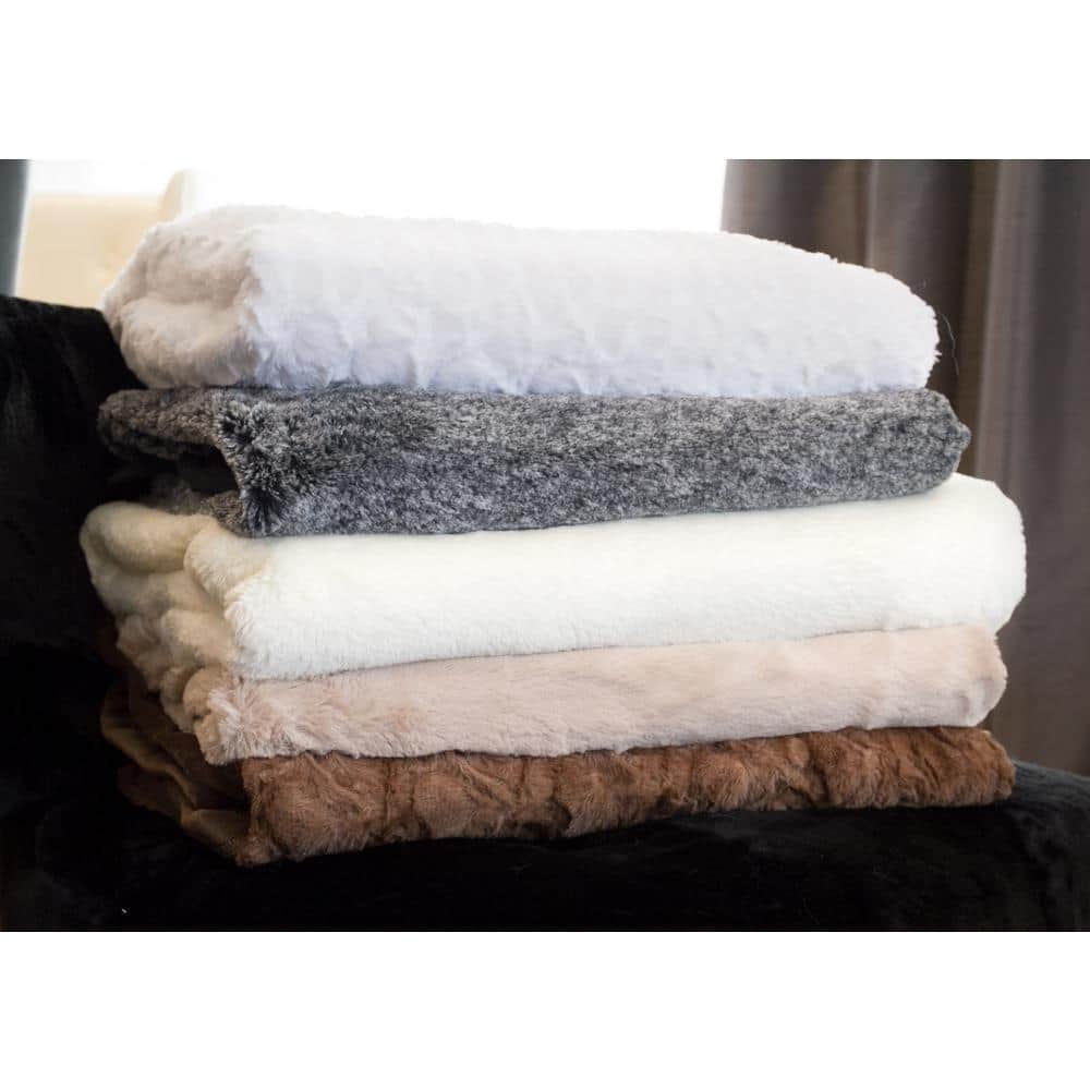 Luxe Reversible Faux Fur Knitted Fleece Throw