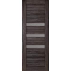 18 in. x 80 in. No Bore Solid Core 3-Lite Rita Frosted Glass Gray Oak Wood Composite Interior Door Slab