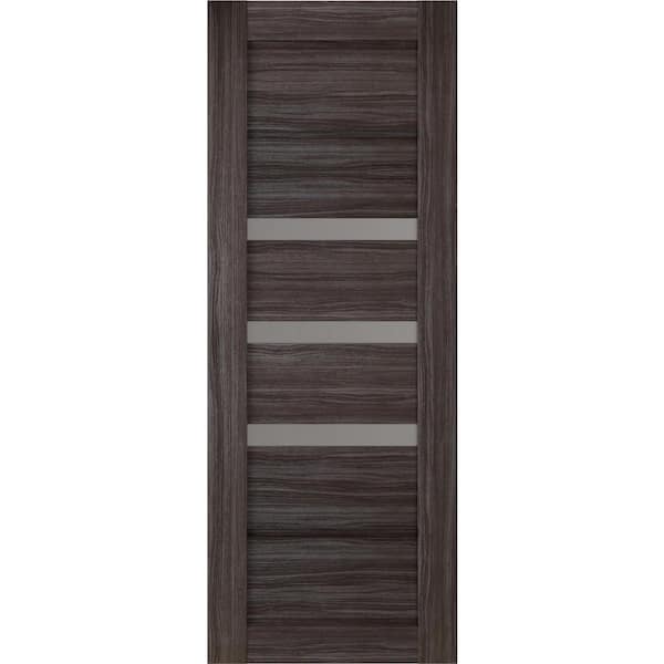 Belldinni 36 in. x 80 in. No Bore Solid Core 3-Lite Rita Frosted Glass Gray Oak Wood Composite Interior Door Slab