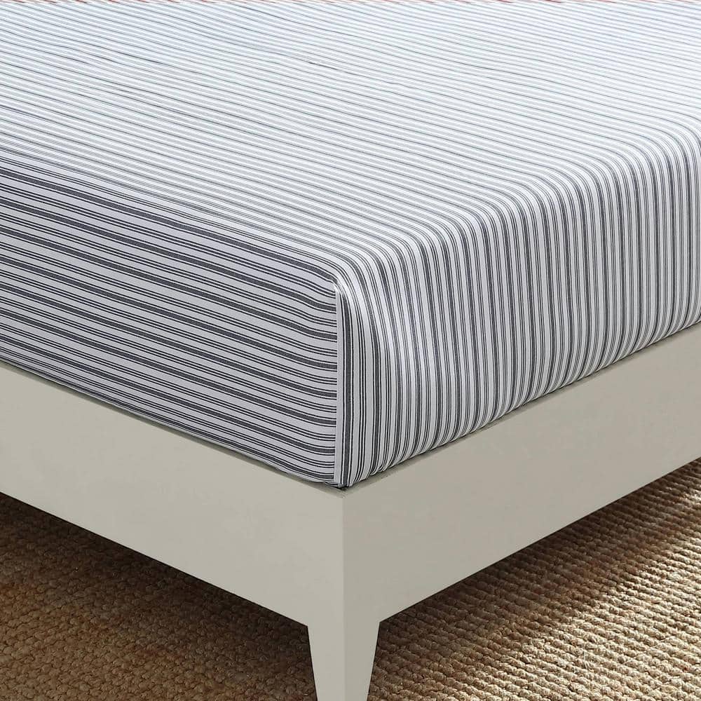 Coleridge Stripe 1-Piece Charcoal Cotton Full Fitted Sheet price history on PriceWatchPro