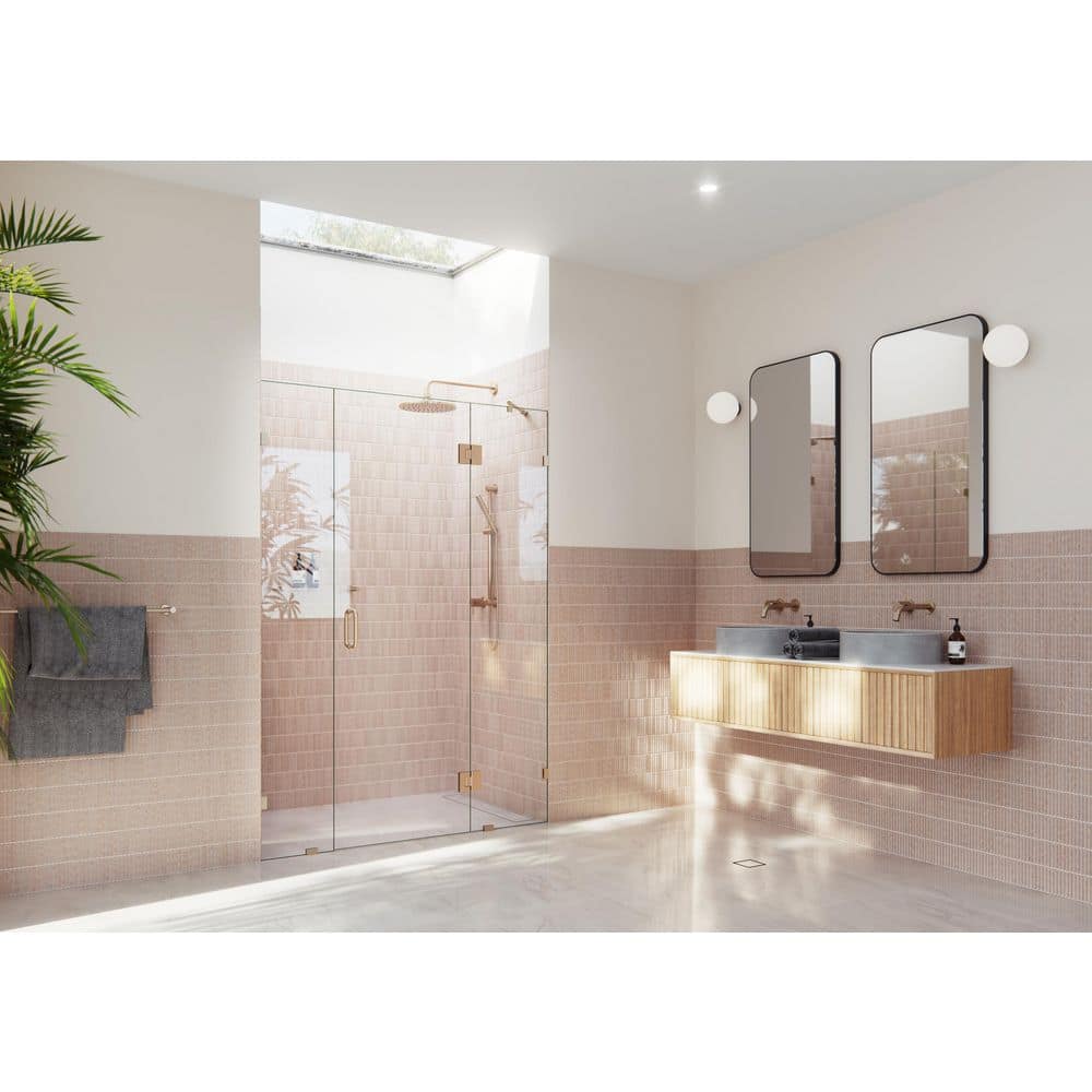 Stellar 57.25 in. W x 78 in. H Glass Hinged Pivot Frameless 3-Panel Inline Shower Door in Brushed Bronze price history on PriceWatchPro