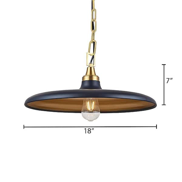 ジャンク品 SwitchLight BLACK 60-Watt 1 Light Black Shaded Pendant Light with Gold Hardware