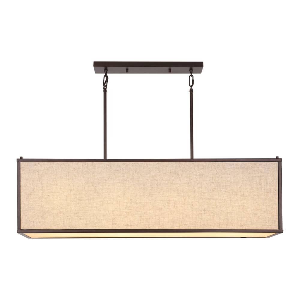 Cole 42" Oil Rubbed Bronze Linen LED Pendant Light