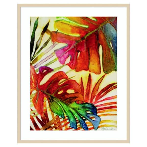 Amanti Art Tropic Botanicals I by Marie Elaine Cusson 33 in. W x 41 in. H. Wood Framed Wall Art Print Framed in Brown