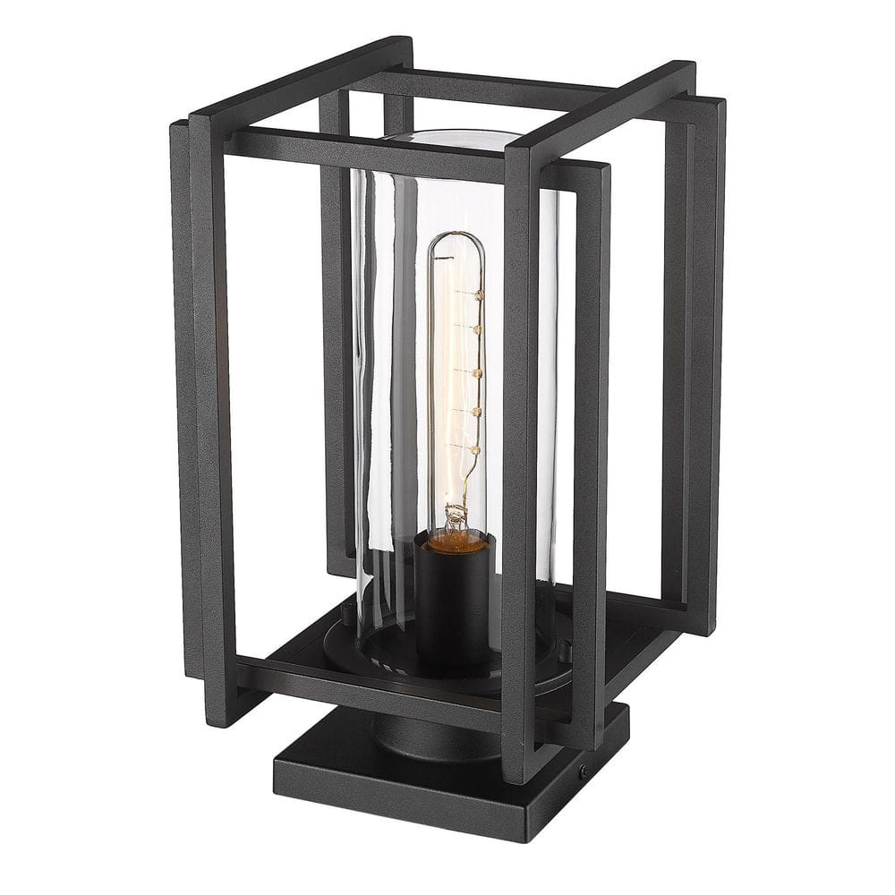 Tribeca Natural Black Geometric Outdoor Pier Mount Light