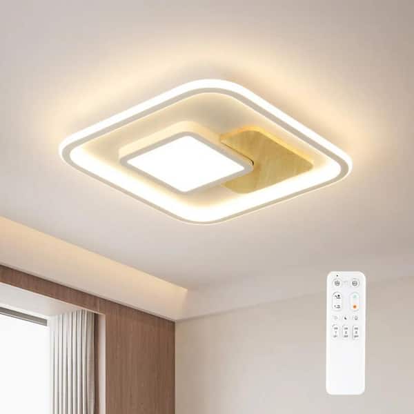 TOZING 16 in. Indoor White Square Modern Infinite Dimming Integrated LED Flush Mount Ceiling