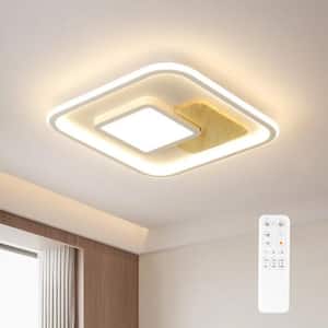 16 in. Indoor White Square Modern Infinite Dimming Integrated LED Flush Mount Ceiling Light Fixture with Remote Control