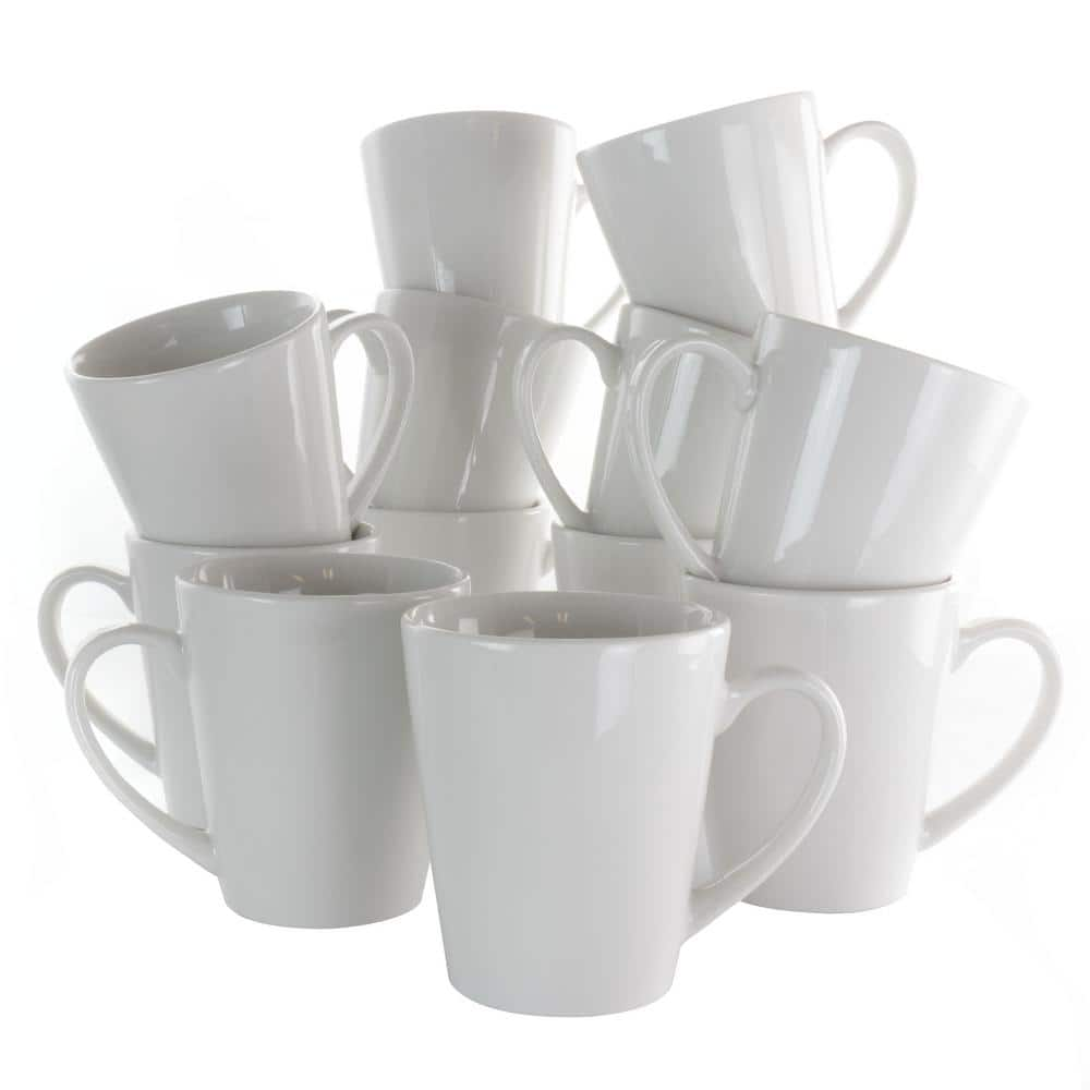 Elama Holt 10 oz. White Porcelain Mug (Set of 12) 985114708M - The Home  Depot