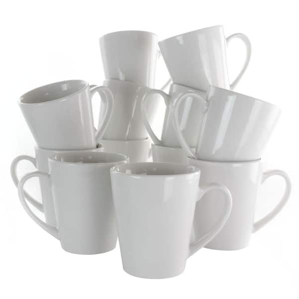 Elama Holt 10 oz. White Porcelain Mug (Set of 12)
