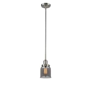 Bell 1-Light Brushed Satin Nickel Bowl Pendant Light with Plated Smoke Glass Shade