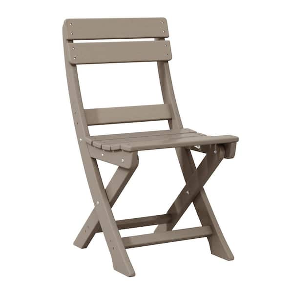 Laguna Outdoor Patio Plastic All Weather Folding Dining Chair in Weathered Wood