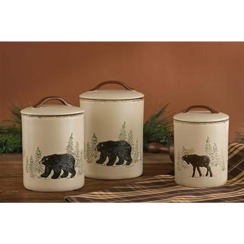 Rustic Beige Ceramic Wildlife Canister Set