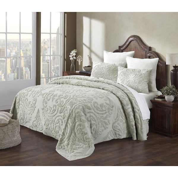Rylee Sage Single Piece 100% Cotton King Bedspread