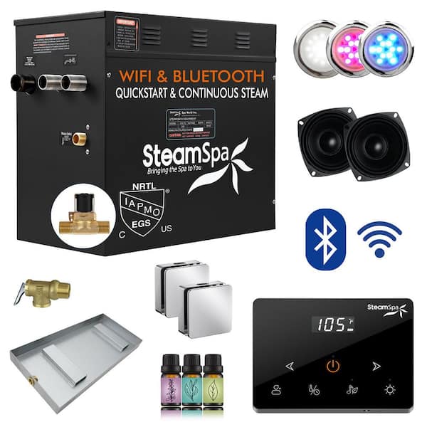 Black Series 10500-Watt Steam Generator with Fully Wireless Remote Bluetooth Wi-Fi and Auto Drain in Polished Chrome