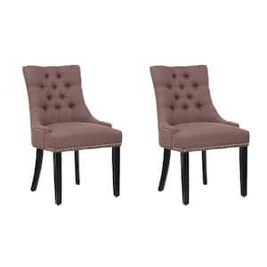 MASON Brown Tufted Upholstered Wingback Dining Chair (Set of 2)