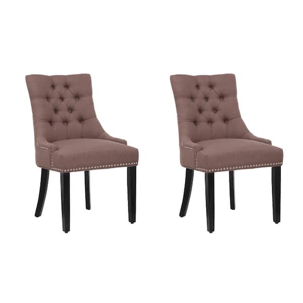 WESTINFURNITURE MASON Brown Tufted Upholstered Wingback Dining Chair (Set of 2)