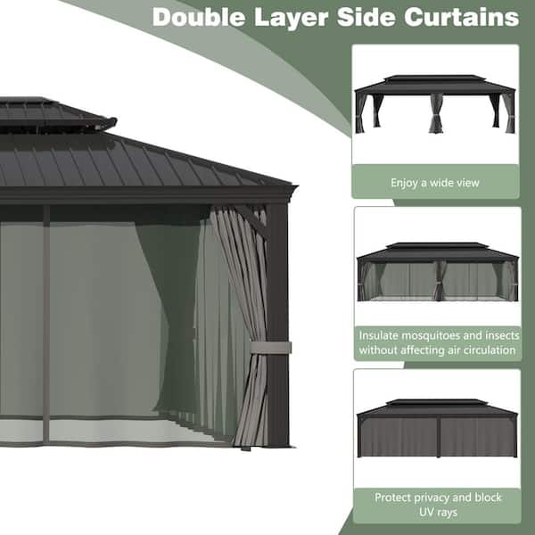 kahoページ VEIKOUS 24 ft. W x 14 ft. D Hardtop Gazebo Aluminum Double