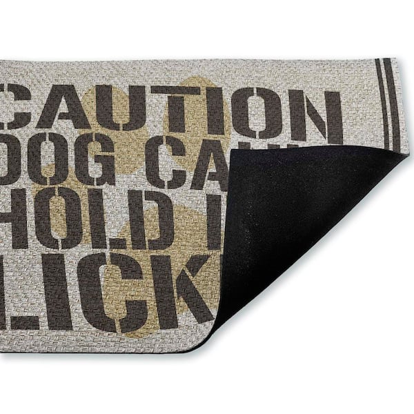Dog can't Hold Licker Brown 18 in. x 30 in. Polyester Non-Slip Outdoor Door Mat