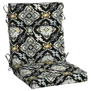 21.5 in. x 24 in. Outdoor High Back Dining Chair Cushion in Geo Medallion