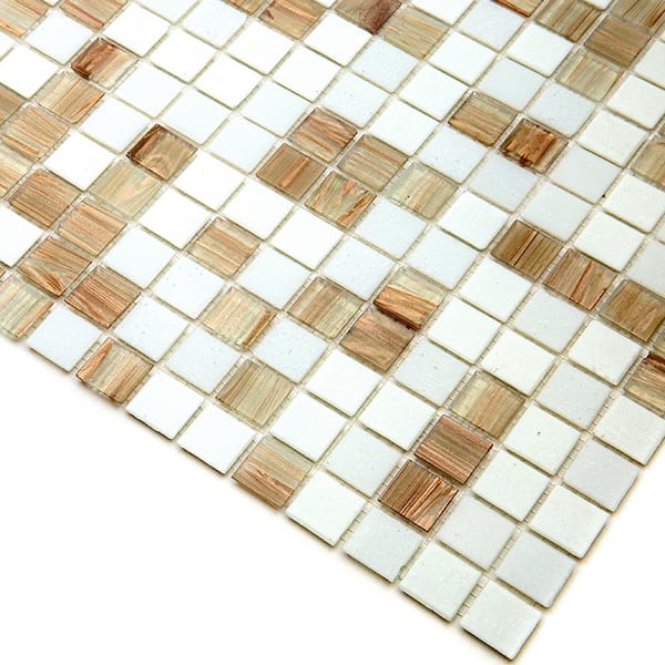 Apollo Tile Mingles Beige 12-in x 12-in Glossy Glass Uniform Squares Floor and Wall Tile (20-sq. ft/ Carton)