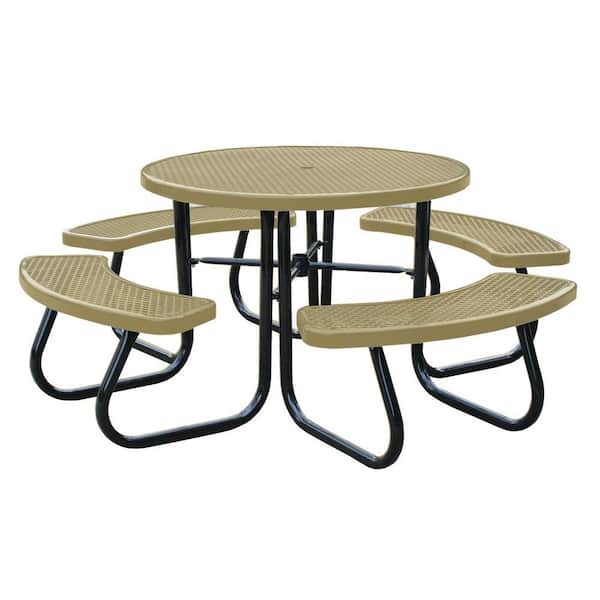 Paris 46 in. Tan Picnic Table with Built-In Umbrella Support