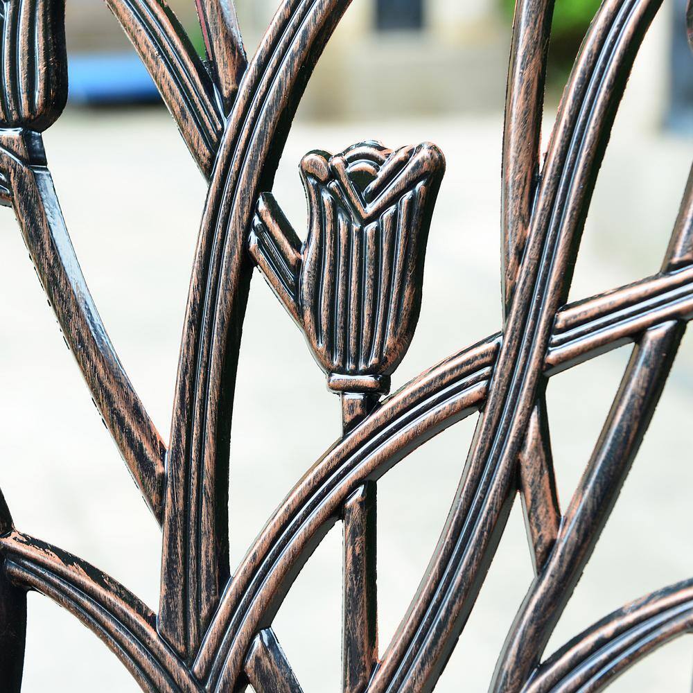 DESwan Sheree Bronze 3-Piece Cast Aluminum Round Outdoor Bistro Set With Patio Table and Bistro Chairs - 3