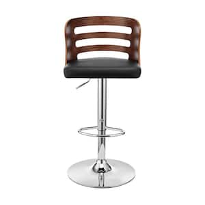Black Brown and Silver Swivel Adjustable Height Bar Chair with Footrest