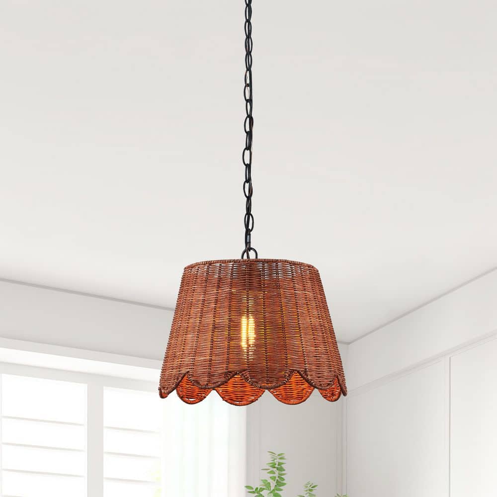 60-Watt 1-Light Painted Black Shaded Pendant Light with Dark Brown Rattan Shade price history on PriceWatchPro