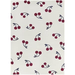 Cherries White 3 ft. 11 in. x 5 ft. 7 in. Novelty Area Rug