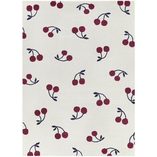 BALTA Cherries White 3 ft. 11 in. x 5 ft. 7 in. Novelty Area Rug