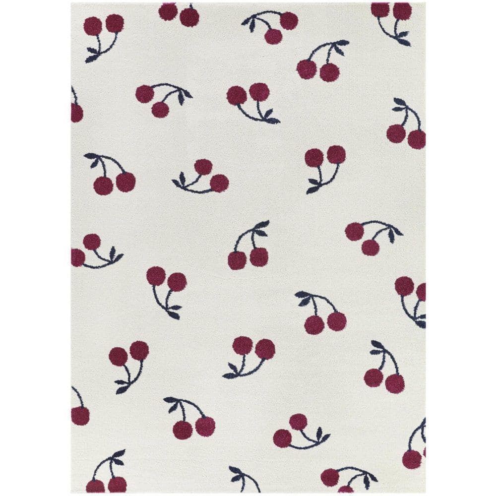 BALTA Cherries White 5 ft. 3 in. x 7 ft. Novelty Area Rug 3098556 The