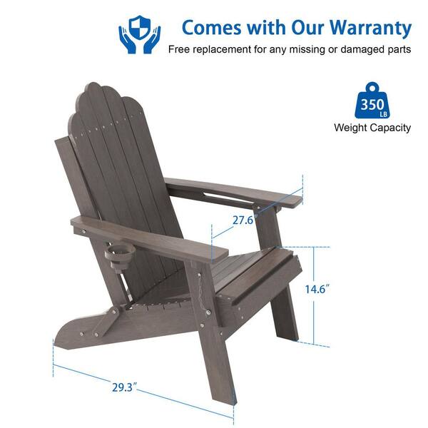 SANLUCE Coffee Plastic Folding Patio Adirondack Chair with a