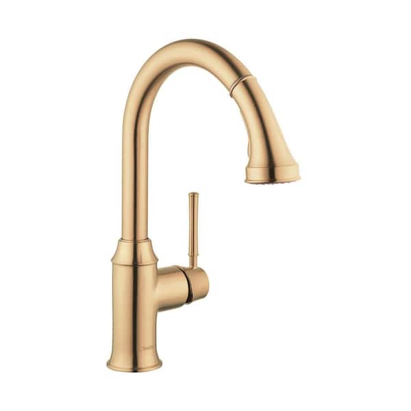 Talis C 15 in. Single Handle Pull Down Sprayer Kitchen Faucet with 150° Swivel Deckplate Not Included in Brushed Bronze