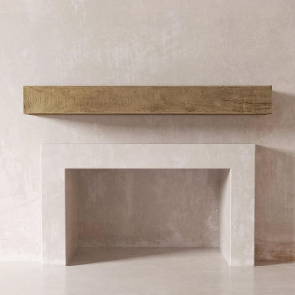 Urban Woodcraft DESSIE 48 in. Fireplace Wall Shelf-Cap Mantel in Natural