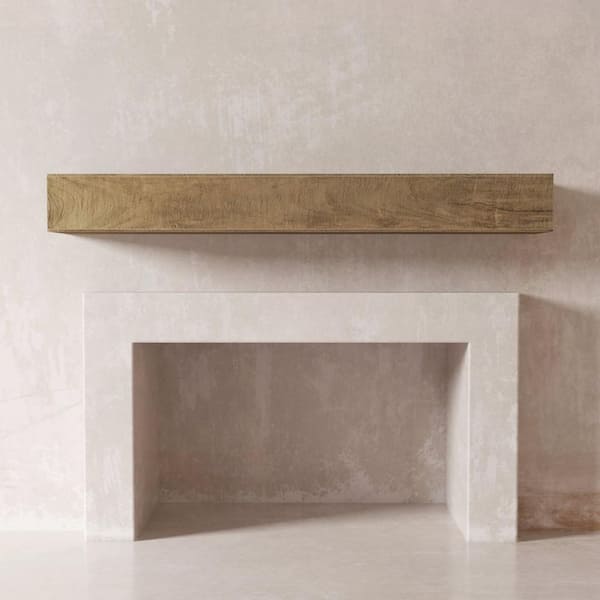 Urban Woodcraft DESSIE 72 in. Fireplace Wall Shelf-Cap Mantel in Natural