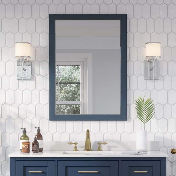 Tahoe 28 in. W x 36 in. H Framed Wall Mirror in Midnight Blue