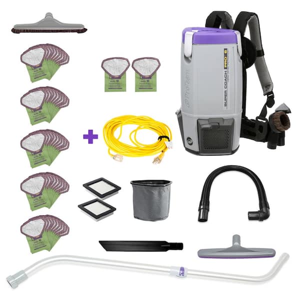 Super Coach Pro 6, 6 qt. Backpack Vacuum Cleaner with Multi-Surface Telescoping Wand Kit, Floor Tool, 52 Filter Bags
