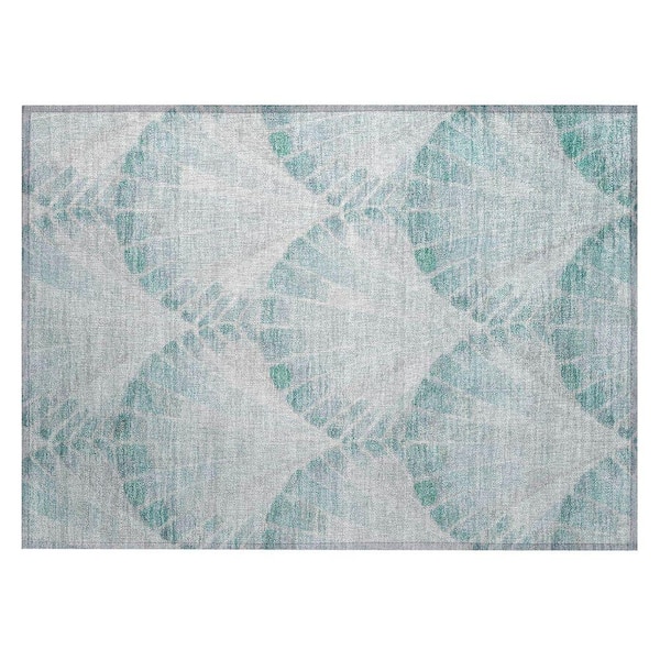 Chantille Machine Washable Indoor/Outdoor Abstract ACN2401 Teal 2 ft. x 3 ft. Accent Rug