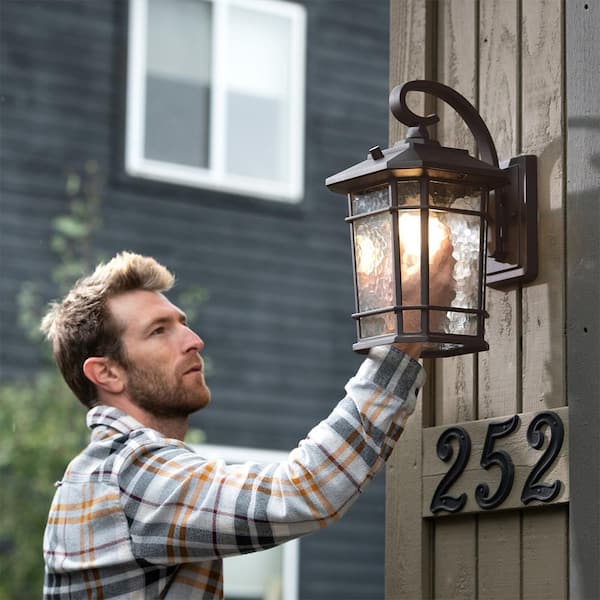 KODA Williams 15.5 in. 1-Light Bronze LED Outdoor Wall Light Coach
