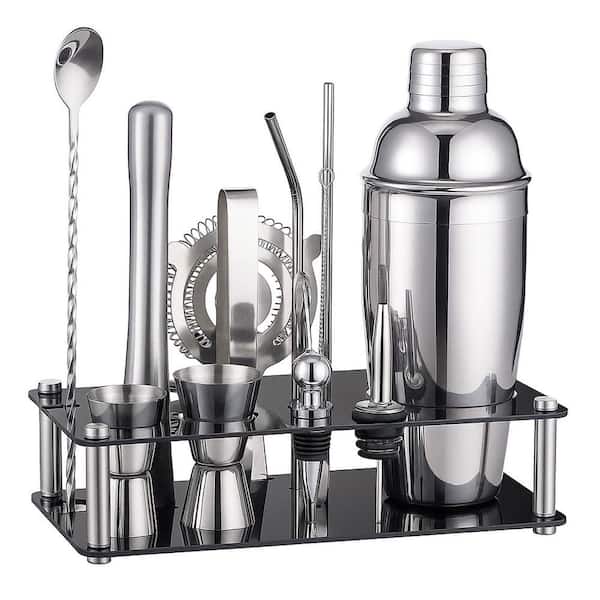 Lynzavix 15-Piece Stainless Steel Bartender Kit with Acrylic Stand