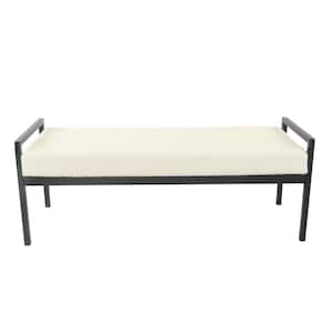 Cream Sherpa Bench with Metal Legs 18.9 in. Height x 49.5 in. Width x 17.25 in. Depth