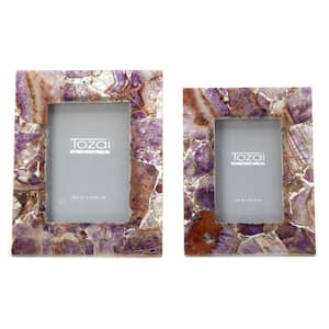 Purple Amethyst Picture Frames in Gift Box Includes 2-Sizes:4 in. x 6 in. and 5 in. x 7 in. (Set of 2)