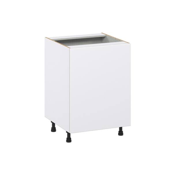 J COLLECTION Fairhope Bright White Slab Assembled 3 Waste Bins Pull out Kitchen Cabinet (24 in. W x 34.5 in. H x 24 in. D)