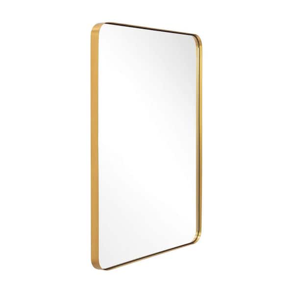 ANDY STAR 30 in. W x 1 in. H Modern Rectangular Gold Hanging Bathroom Mirror
