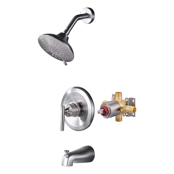 Single Handle 5-Spray Shower Faucet 1.8 GPM with Tub Spout in. Brushed Nickel Valve Included