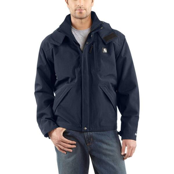 Carhartt Men's 3 XLT Navy Nylon Shoreline Jacket WPB Nylon J162