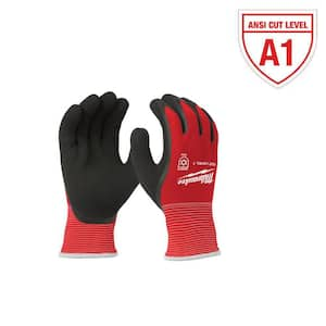 Medium Red Latex Level 1 Cut Resistant Insulated Winter Dipped Work Gloves