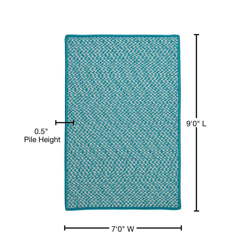 Reversible Abstract Blue Braided Synthetic Area Rug, 7'x9'