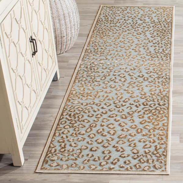 Paradise Stone/Aqua 2 ft. x 8 ft. Animal Print Runner Rug